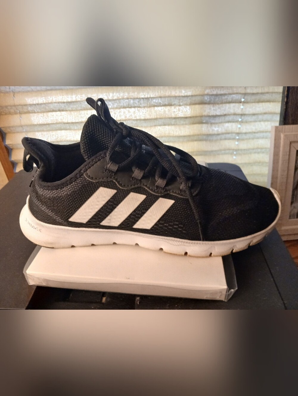 adidas Black and White Running Shoe with Three Stripes